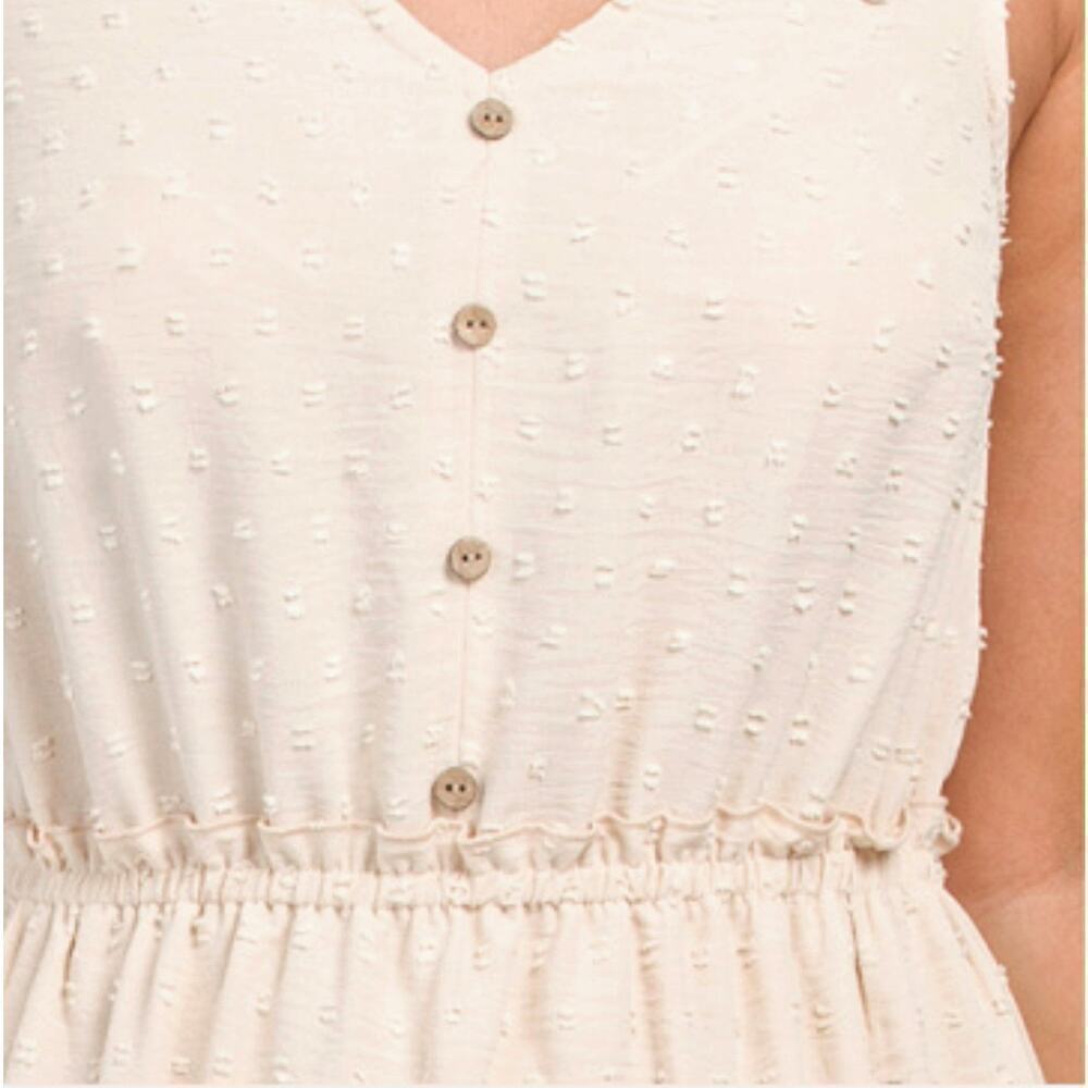 New! Lucky Brand Women's Tie Shoulder Clip Dot Ruffle Tiered Summer Mini Dress - Picture 5 of 7